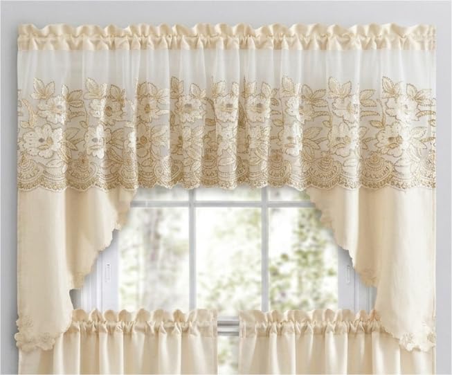 3-Piece Sequin Embroidered Semi-Sheer Curtain Set