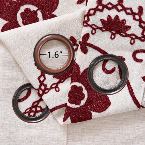 Chorowl Burgundy on Beige Linen Curtains 2 Panels 52"W x 63"L Grommet