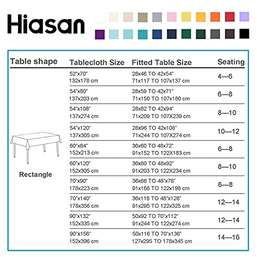 Waterproof Rectangle Tablecloth, 54 x 80 Inch Durable Polyester Table Cover
