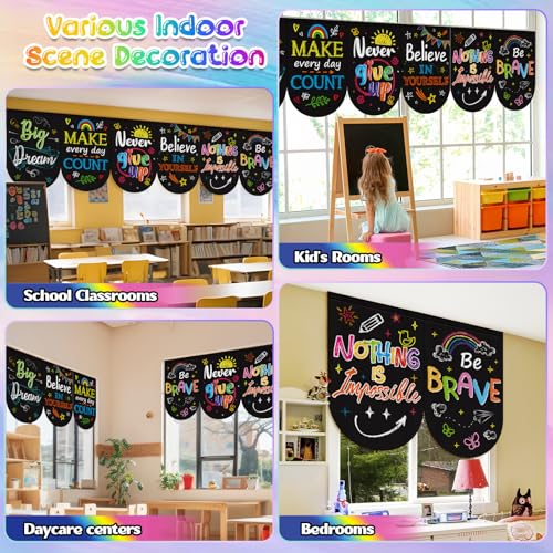 6-Piece Colorful Velvet Classroom Curtains 36x24 Inch Window Drapes