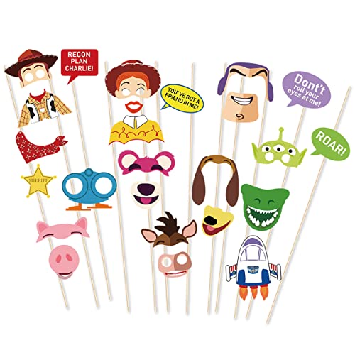 SHONHONG Cartoon Story Birthday Party Photo Booth Props Set - Green Orange