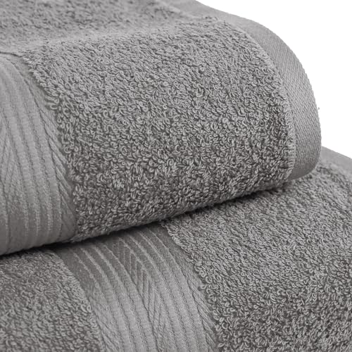 Amazon Basics 6-Piece 100% Cotton Towel Set - Gray Bath & Hand Towels