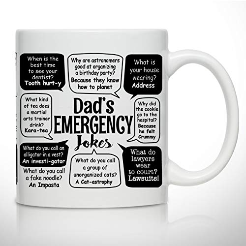 Funny Dad Coffee Mug - Wrap Around Dad Jokes Gift for Fathers Birthday