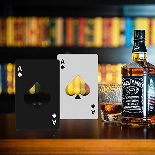 HexinYigjly 10Pcs Ace of Spades Bottle Openers - Black & Silver Poker Card Keys