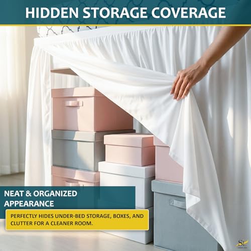 Twin XL Bed Skirt with 32-Inch Drop - Microfiber Dust Ruffle, White