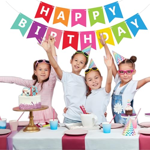 Colorful Happy Birthday Banner - Pre-Strung Party Decoration