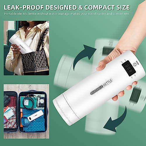 Portable Electric Travel Kettle, 450ml Stainless Steel Water Boiler