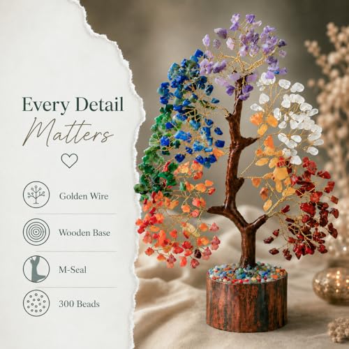 7 Chakra Crystal Tree of Life | Healing Gemstone Decor 10-12 Inch