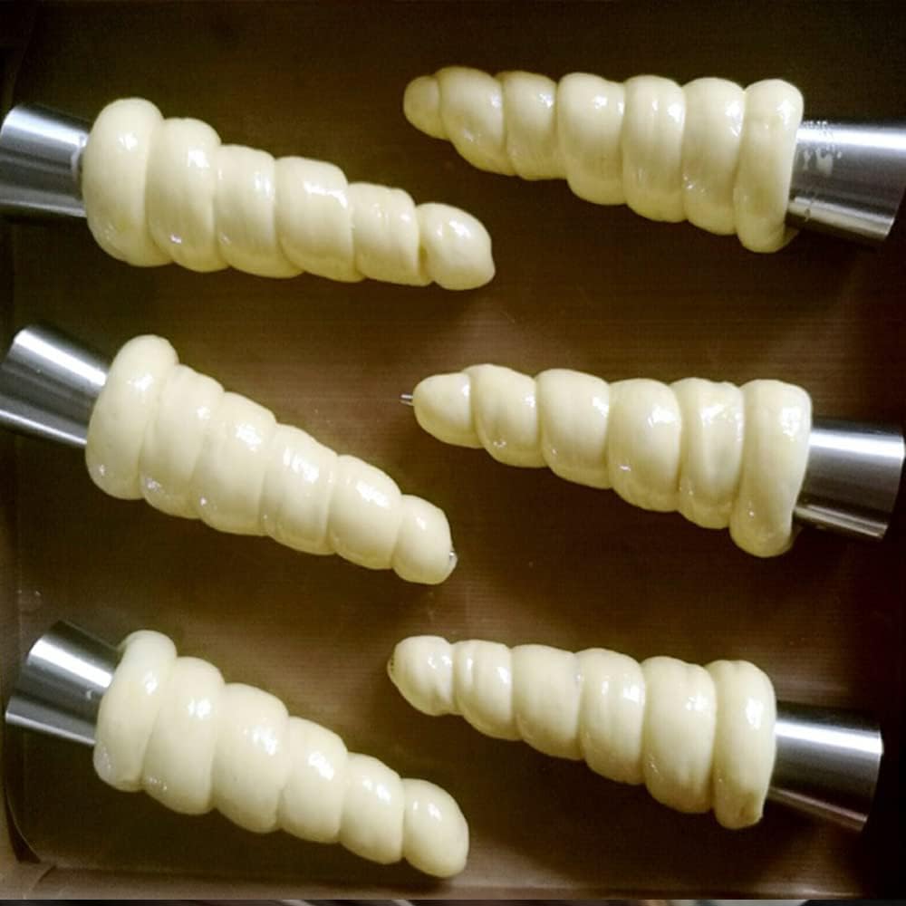 Skiennix Baking Cones - 6Pcs Stainless Steel Spiral Croissant Tubes | 5.5 Inch Pastry Molds