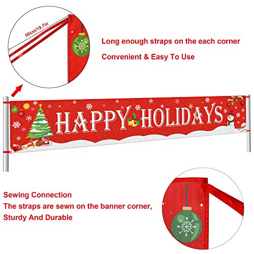 Happy Holidays Banner 8.2ft x 1.5ft Red Christmas Party Banner