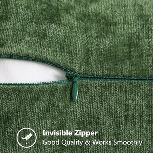 decorUhome Soft Chenille Throw Pillow Covers 18x18 (Set of 2) - Forest Green