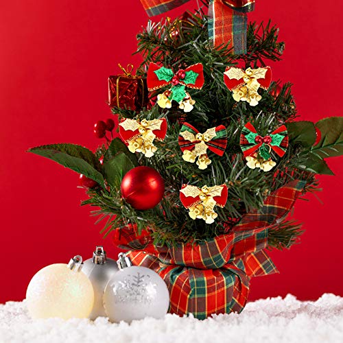 20 Pcs Christmas Mini Bow Decorations for Wreaths & Crafts
