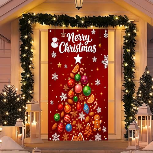 BlissYard Christmas Door Cover 35x71 Pine Tree - Gift Christmas Tree