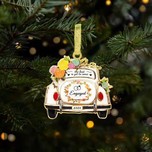 2026 Engagement Christmas Ornament - Vintage Car Keepsake Gift for Couples