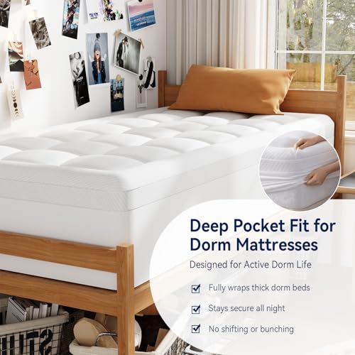 ELEMUSE Twin XL 3 Inch Memory Foam Mattress Topper, Cooling Gel & Pillow Top