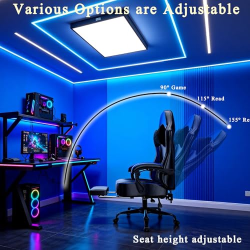 Ergonomic Gaming Chair with Pocket Spring Cushion, Footrest and Headrest
