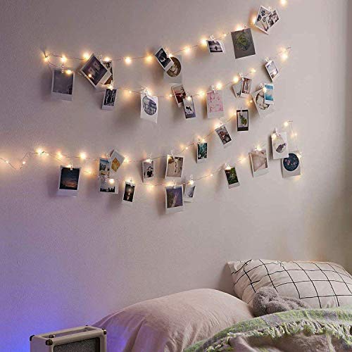 LECLSTAR Photo Clip String Lights 17Ft 50 LED Battery Operated Fairy Lights