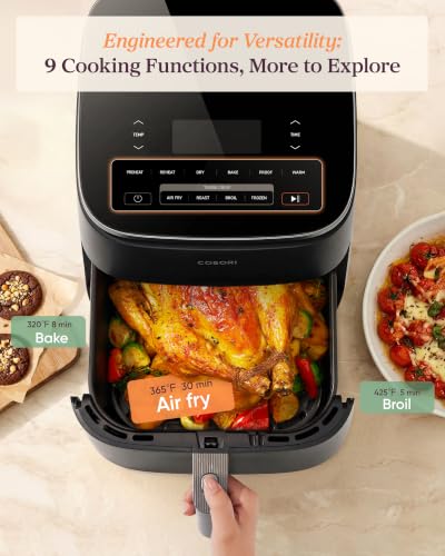 Cosori TurboBlaze 9-in-1 6 Qt Dark Gray Air Fryer with Ceramic Coating