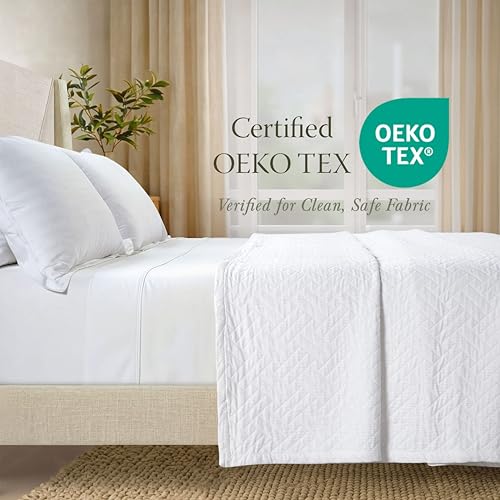 King Size Jacquard Cotton Coverlet Blanket - 106x92 in, Lightweight