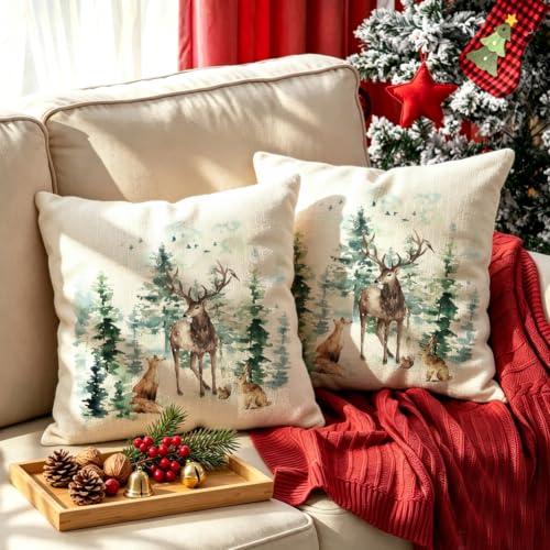 RABUSOFA Christmas Outdoor Pillow Covers 18x18 Inch Waterproof - Pack of 1