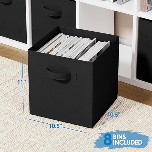 Collapsible Fabric Storage Cubes Pack of 8 Black 10.5x11 Inch