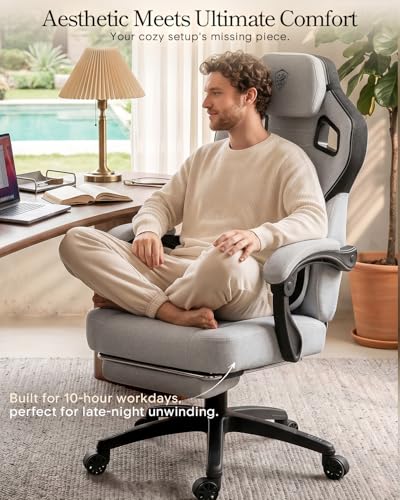 Big and Tall Ergonomic Gaming Chair with Footrest and Lumbar Support, Gray