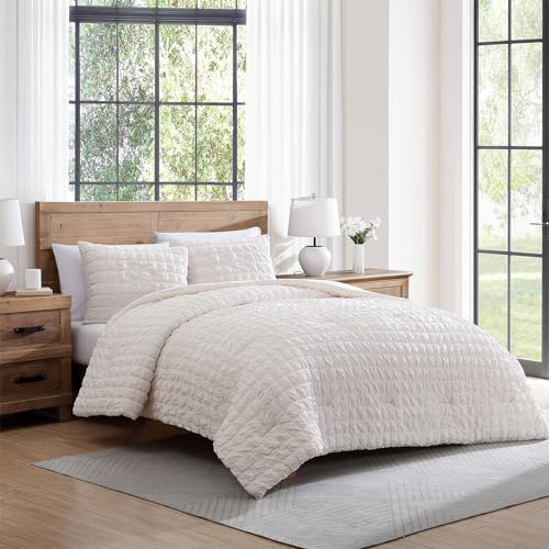 Lightweight Comforter Set with Pillow Shams - Puckered Seersucker, Full/Queen