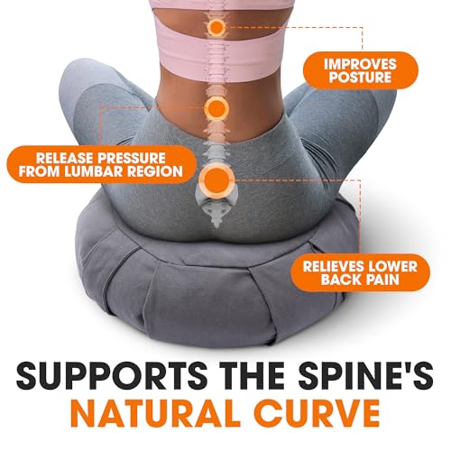 Ergonomic Meditation Cushion with Buckwheat Filling for Floor Seating