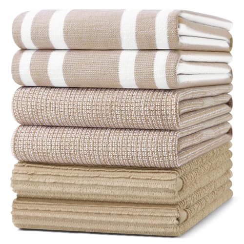 100% Cotton Kitchen Towels 18x28-Inch, 6-Pack Absorbent Dish Cloth Set