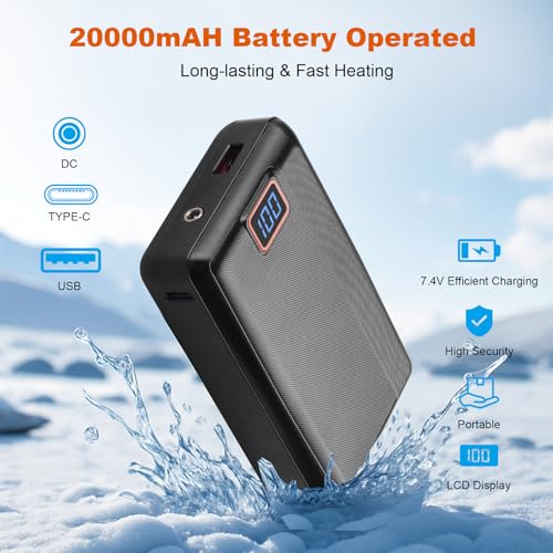 Cordless Wearable Heated Throw Blanket with 20000mAh Battery & 6 Zones