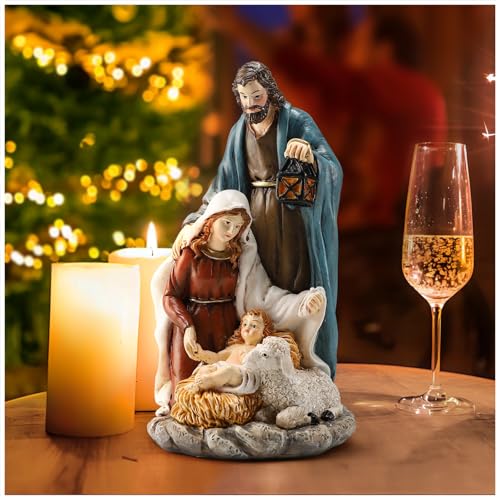6.5-Inch Christmas Nativity Set - Hand-Painted Holy Family Resin Figurine