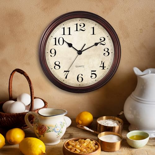 9-Inch Vintage Bronze Wall Clock – Silent Non-Ticking Battery Operated