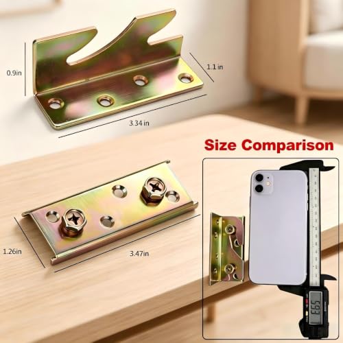Heavy Duty Bed Rail Brackets - 4 Sets Galvanized Steel Bed Frame Connectors