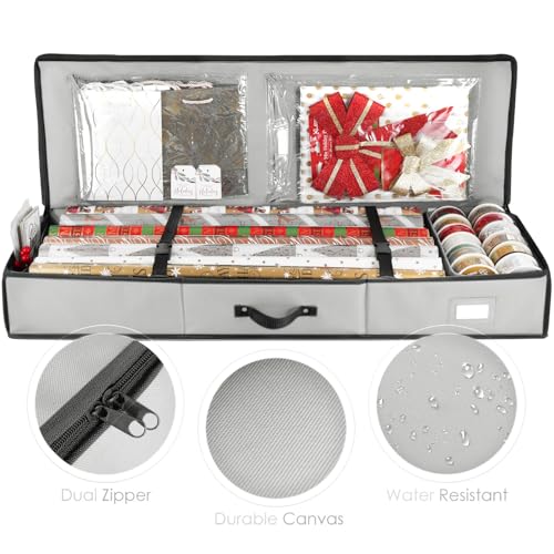 Wrapping Paper Storage Container for 40-Inch Rolls with Pockets