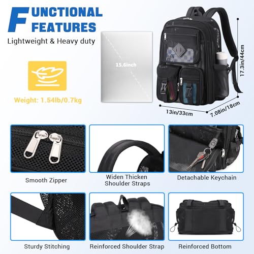 Heavy Duty Mesh Backpack - See-Through Net School & Travel Bookbag