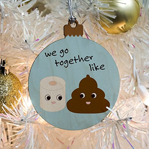 Graphics & More Funny Christmas Tree Ornament — Toilet Paper & Poop Like Friends Wood Decor
