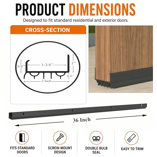 Exterior Door Bottom Sweep 36 Inch - Heavy Duty uPVC Draft Stopper