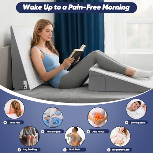 Bed Wedge Pillow for Sleeping - 8 Inch Incline Memory Foam