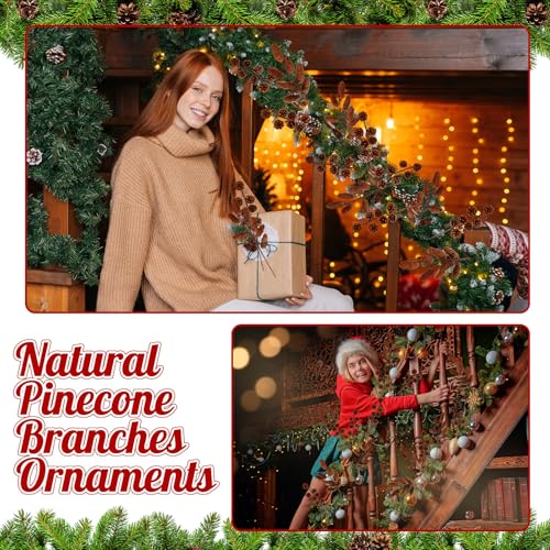 Brown 14-Inch Christmas Tree Pinecone Picks Bulk Set of 16