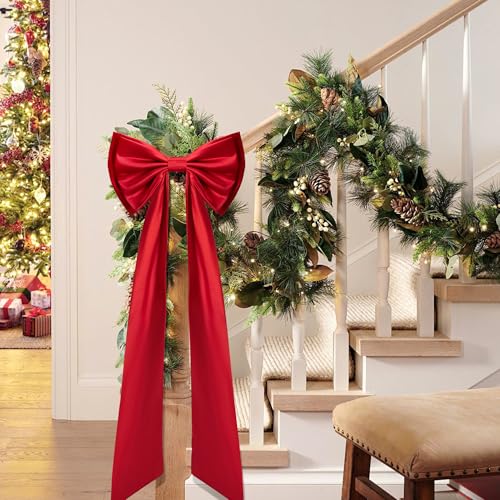 Giant Red Satin Christmas Tree Bow Topper - 52x16 Holiday Decor