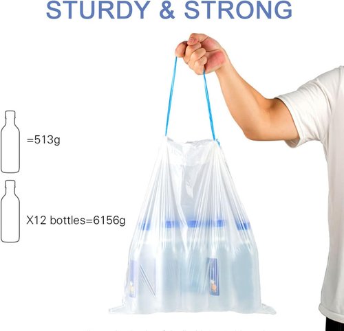 Charmount 4 Gallon Trash Bags - Drawstring Small Trash Bags for Home & Office | 60 Count, Easy to Separate