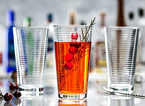 Le'raze 16-Piece Heavy Base Drinkware Set - 8 Highball & 8 Old Fashioned Glasses