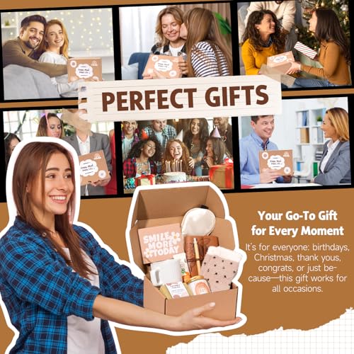 Brown Gift Basket for Women - 9pcs Happy Birthday & Holiday Gifts Set with Mug