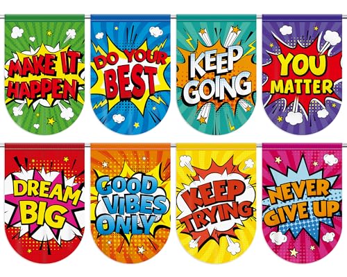 8-Piece Hero Themed Classroom Window Valance Curtains, 36x24 Inch