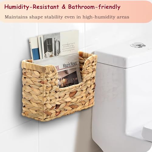 Woven Water Hyacinth Hanging Magazine Holder - Farmhouse Wall Organizer