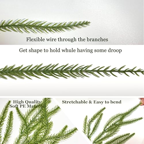 9FT Christmas Norfolk Pine & Olive Garland - Faux Greenery Wreath for Indoor Outdoor Decor