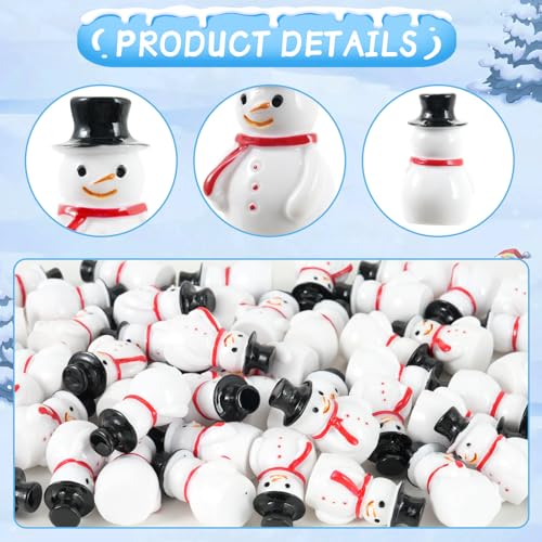 50Pcs Mini Snowman Christmas Figurines Kit,Mini Snowman Ornaments for Christmas Dec