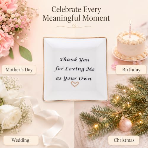Mother in Law Stepmom Gift Ceramic Ring Dish with Heartfelt Message, Jewelry Organizer