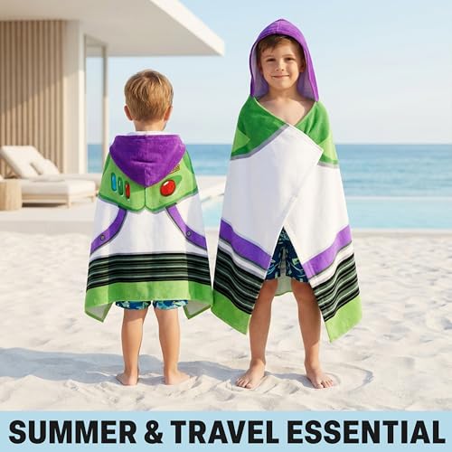 Disney Pixar Toy Story Bath Towels with Hood for Boys, Ages 2-6, Buzz
