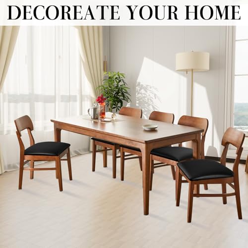 Waterproof PU Leather Dining Chair Seat Covers Set of 4 - Black
